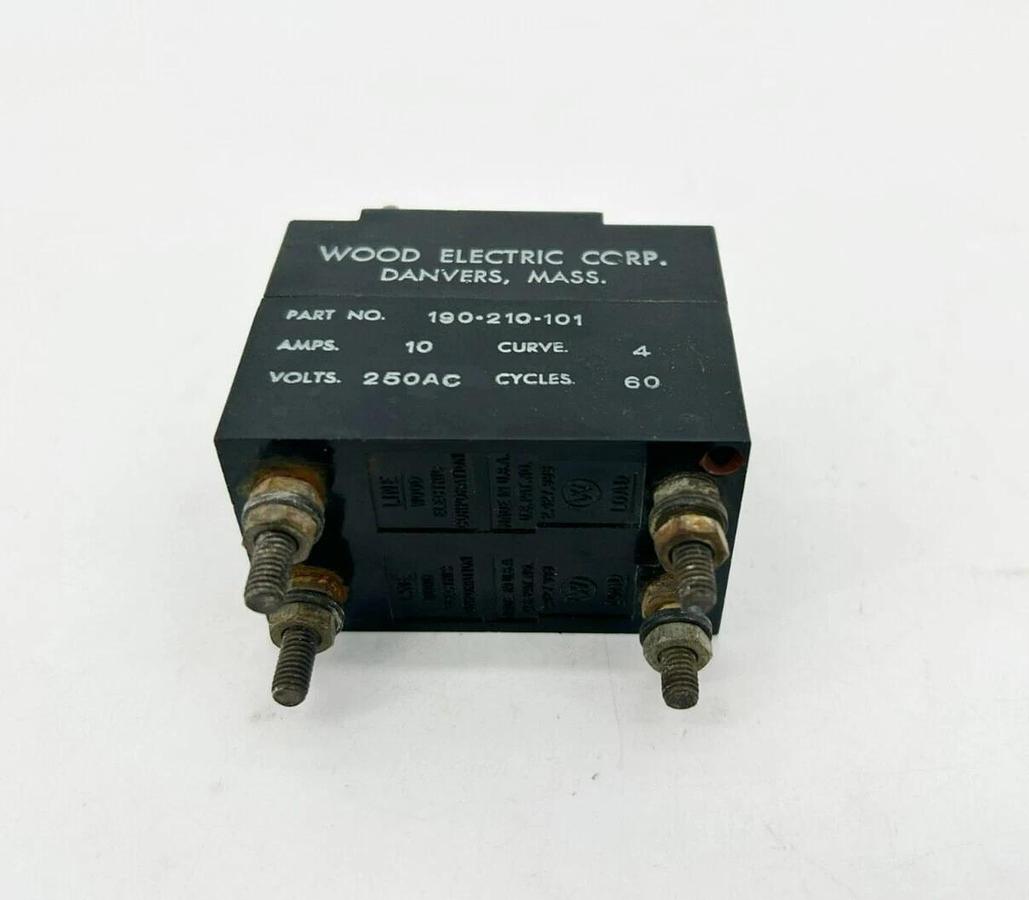 Used Wood Electric 190-210-101 Circuit Breaker 10A 250VAC