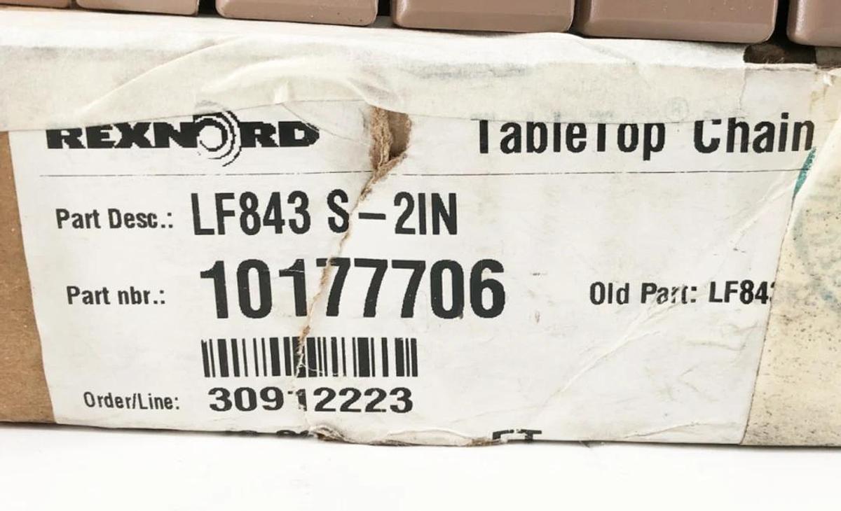 New Rexnord LF843 S-2IN TableTop Chain 10177706 10 FT.