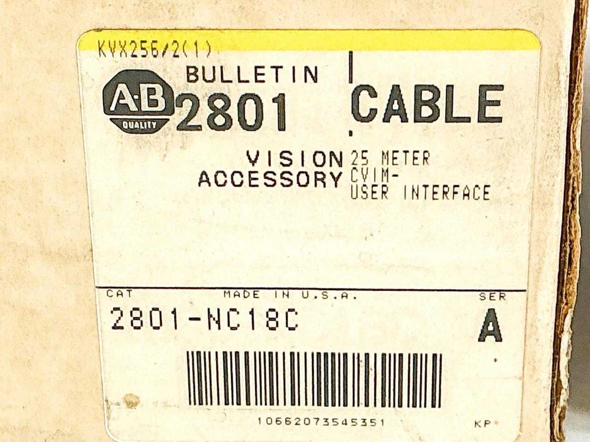 New Allen Bradley 2801-NC18C Vision Accessory Cable 25M CVIM Interface Ser.A