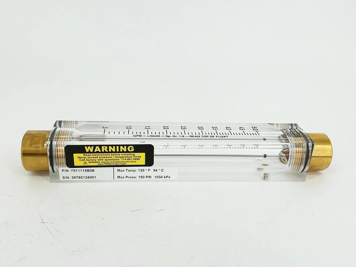 New King Instrument Co. 7511115B08 Flow Meter 150PSI 5GPM 1/2" NPT