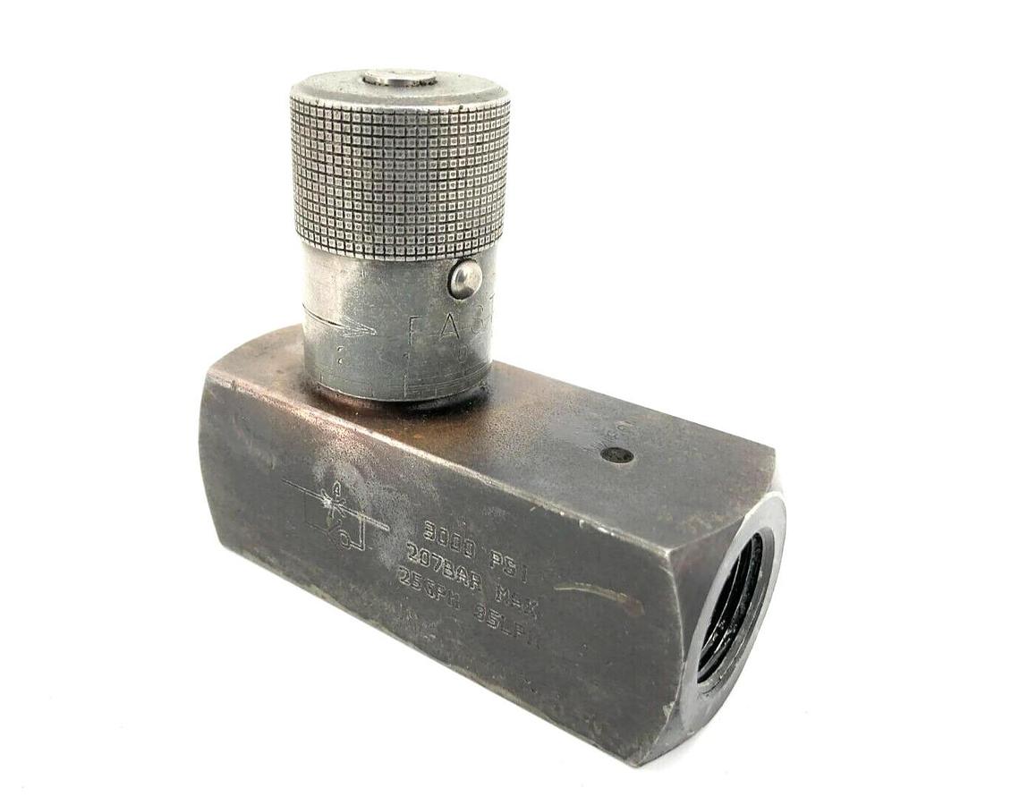 Used DMIC FC1H-0750N Unidirectional Flow Control Valve, 3000psi, 3/4" NPT