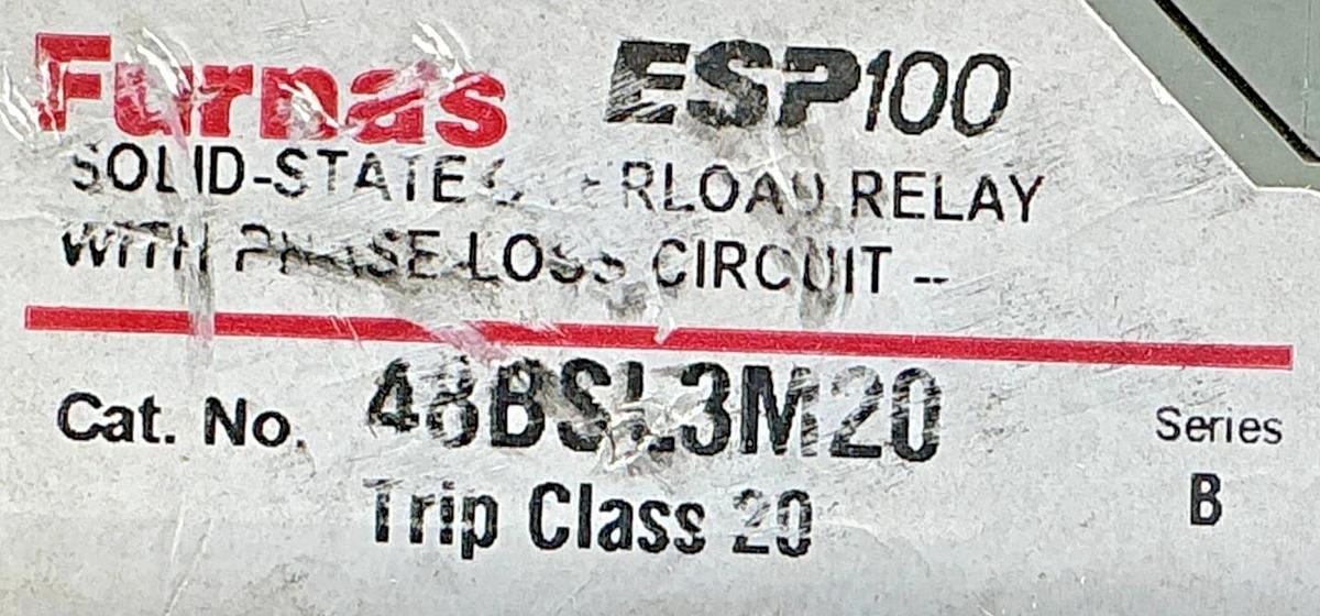 Used Furnas 48BSL3M20 Ser B Overload Relay Solid State 3PH 57-115FLA 600VAC 50/60HZ