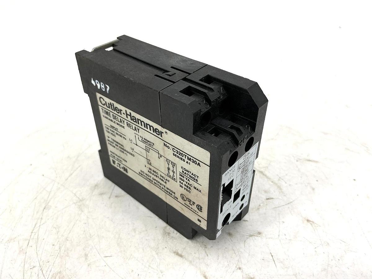 Used Eaton Cutler-Hammer C320TM30A Ser A1 Time Delay Relay Range 3-30sec 120V 50/60HZ