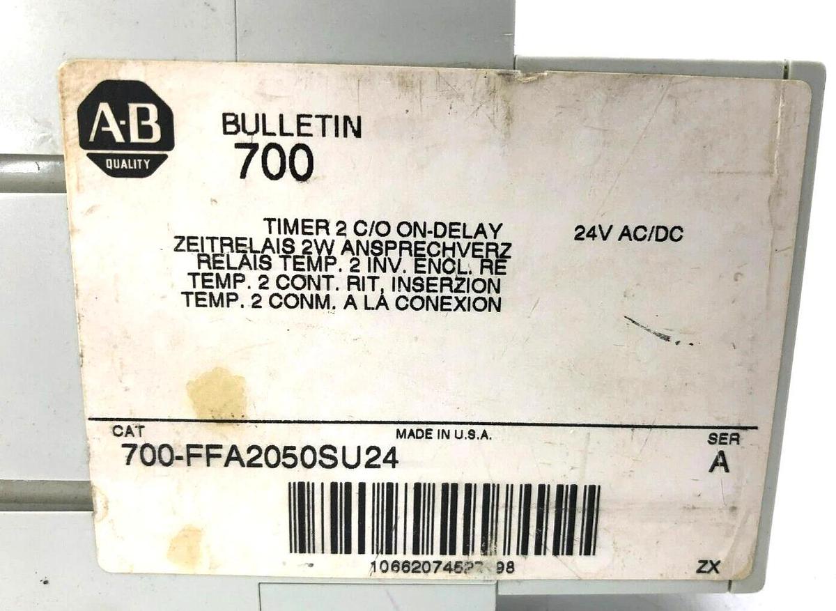 New Allen Bradley 700-FFA2050SU24 Ser. A Timer On-Delay Relay 700-FF101J2U24