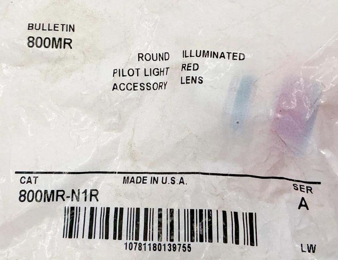 Lot of 2 New Allen Bradley 800MR-N1R Ser A Round Illumin Pilot Light Red Lens