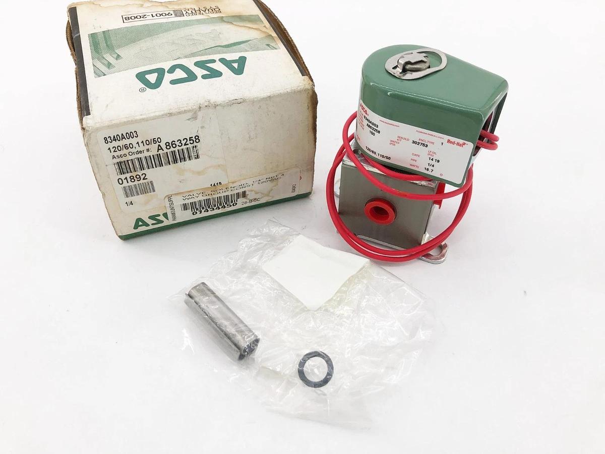 New Asco 8340A003 110/120V Aluminum Body Solenoid Valve 1/4" NPT