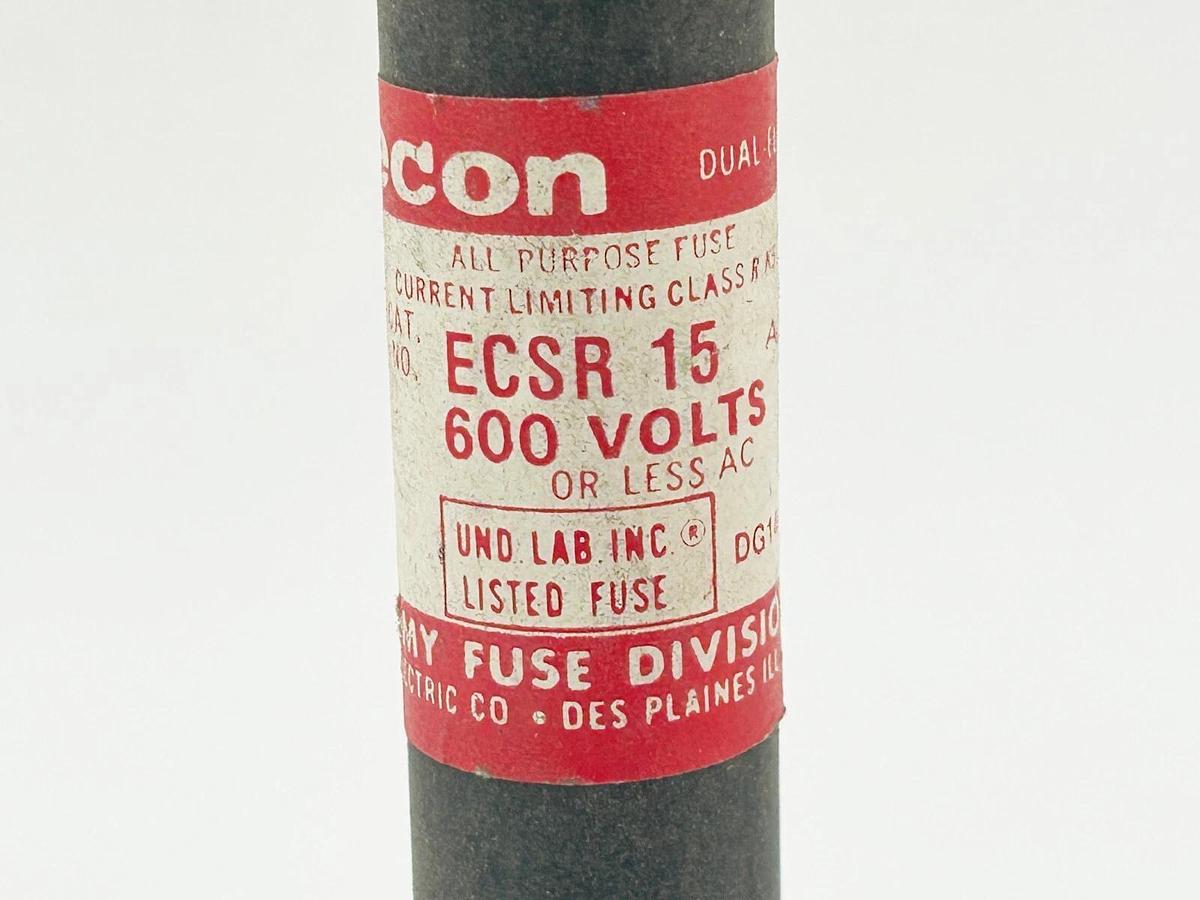 New Lot of 3 Econ ECSR-15 Current Limiting Time Delay Fuse 15A 600V Class RK5