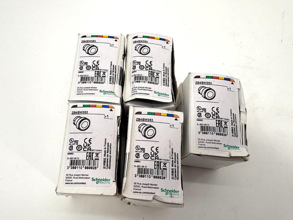 Lot of 5 New Schneider Electric ZB4BW353 Push Button Heads Orange LED 22mm