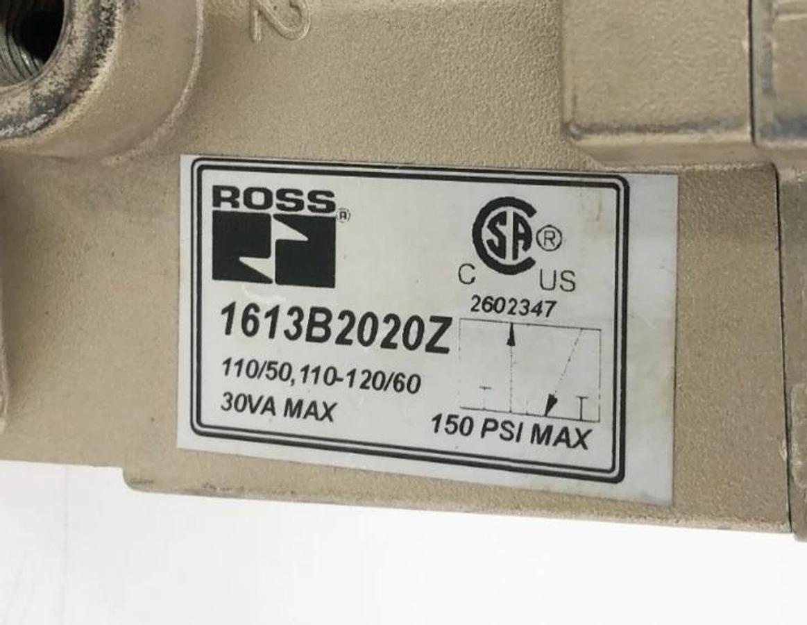 Used Ross Controls 1613B2020Z Inline Solenoid Poppet Valve