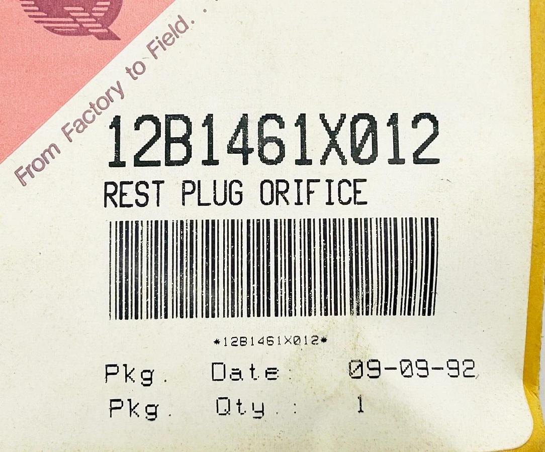 New Fisher Controls 12B1461X012 Rest Plug Orifice