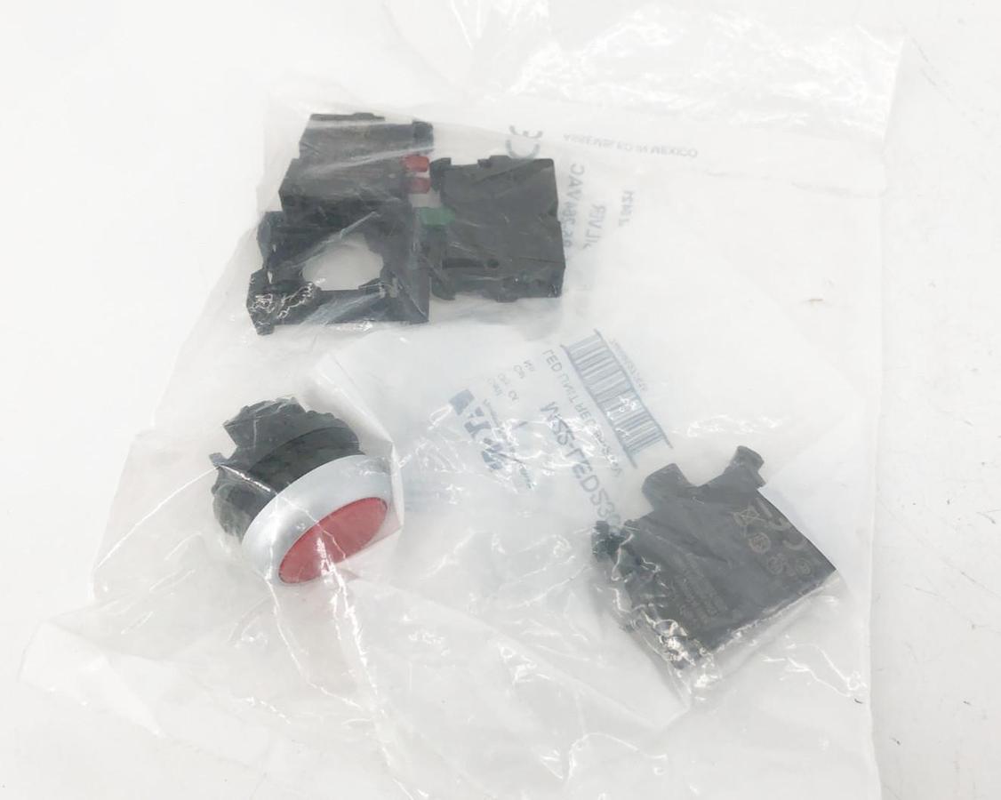 New Eaton M22-DL-R-K11-230R Red Modular Illuminated Pushbutton 1NO-1NC 85-264V