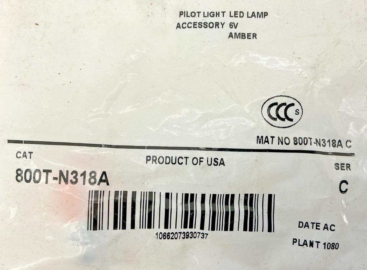 New Allen Bradley 800T-N318A Ser C Pilot Light Accessory LED Lamp Bulb 6V Amber