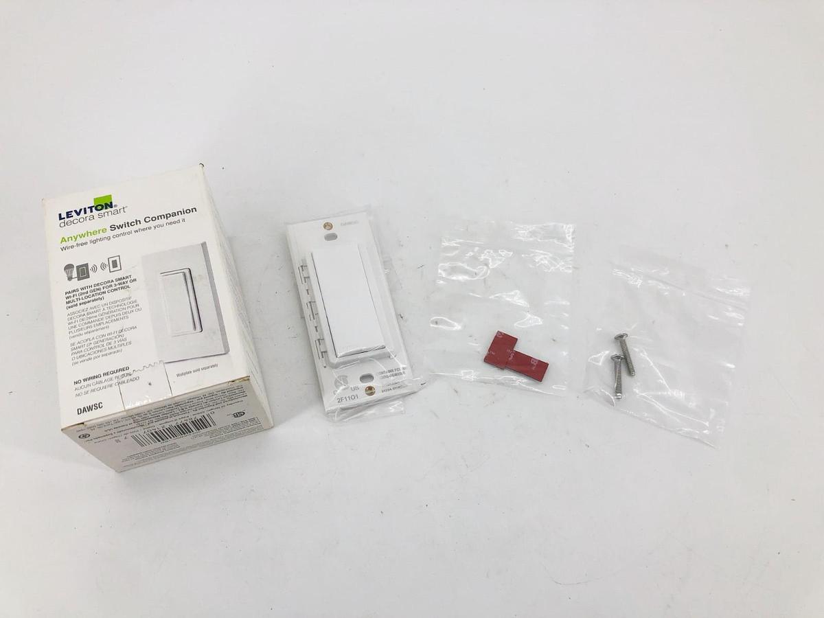 New Leviton DAWSC-1BW Anywhere Switch Companion White Wire Free 3-Way