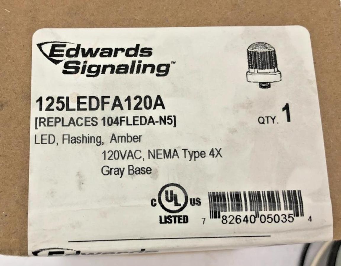 New Edwards Signaling 125LEDFA120A Flashing LED Amber 120VAC 104FLEDA-N5