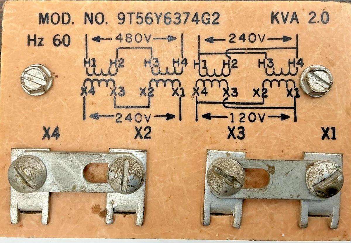 Used GE General Electric 9T56Y6374G2 Transformer 2.0KVA 240/480V 120/240V 60HZ