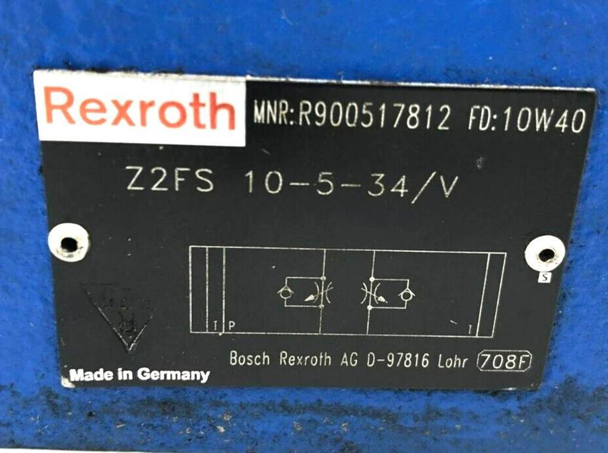 Used Rexroth R900517812 Hydraulic Flow Control Valve Z2FS 10-5-34/V (Missing Gasket)