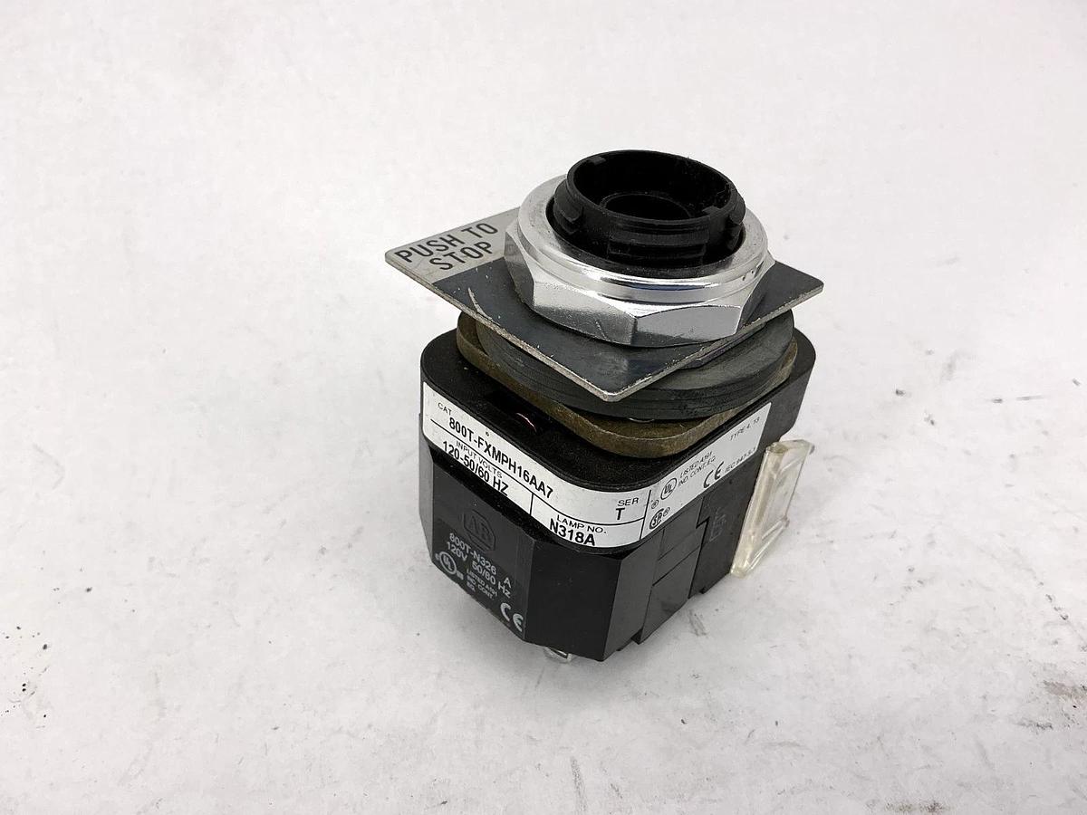 Used Allen Bradley 800T-FXMPH16AA7 Ser T Push Button Push/Pull 30.5mm 50/60HZ