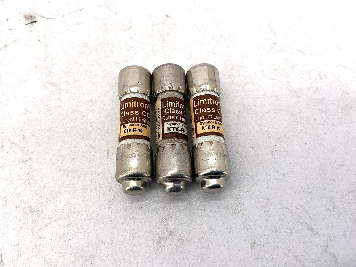 Lot of 3 New Bussmann KTK-R-10 Limitron Current-Limiting Class CC Fuse 10A 600V