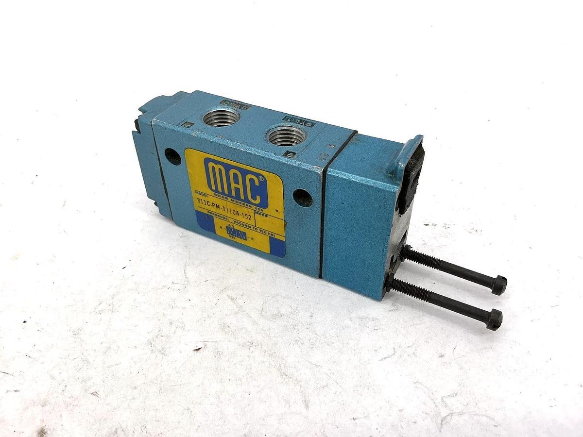 Used MAC Valves 811C-PM-111CA-152 Solenoid Valve Pressure: Vacuum To 150PSI