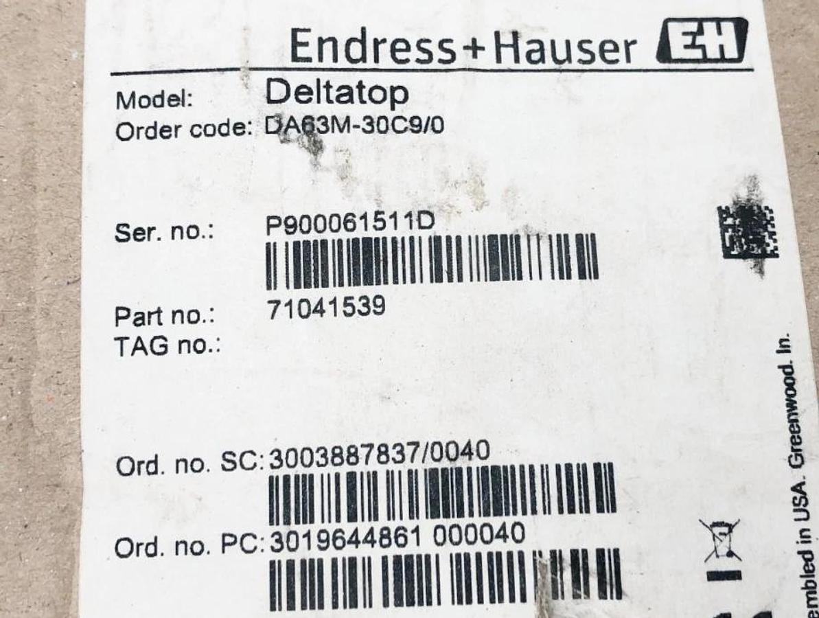 New Endress + Hauser DA63M-30C9/0 Deltatop Block & Bleed Valve 71041539