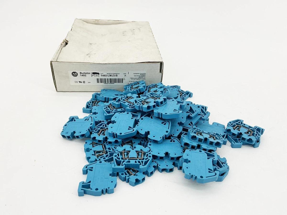 New Lot of 48 Allen Bradley 1492-LMJ3-B Terminal Blocks 1P 500V Blue Ser.A