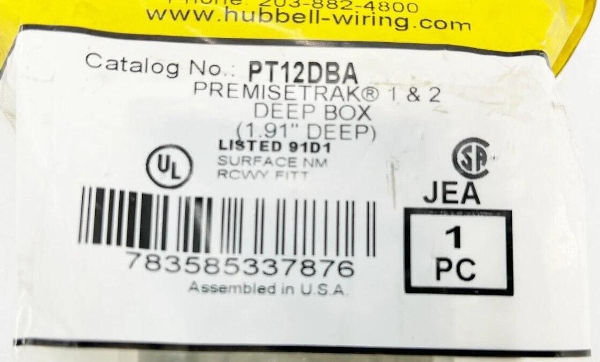 New Lot of 2 Hubbell PT12DBA Deep Box