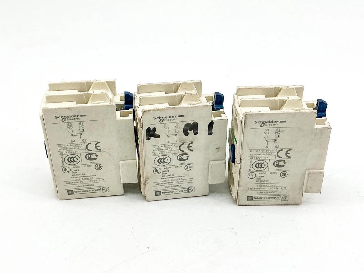 Used Lot of 3 Schneider Electric LADN11Auxiliary Contact Block 690V 10A