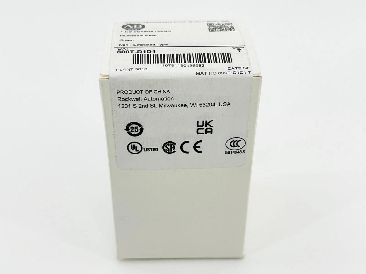 Used Allen Bradley 800T-D1D1 Momentary Push Button 30mm Green Mushroom Head - Sealed