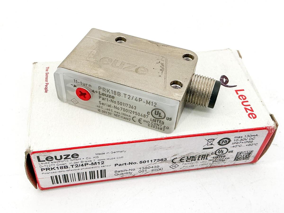 New Leuze Electronics PRK18B.T2/4P-M12 Photoelectric Sensor 30VDC 130mA 50117363
