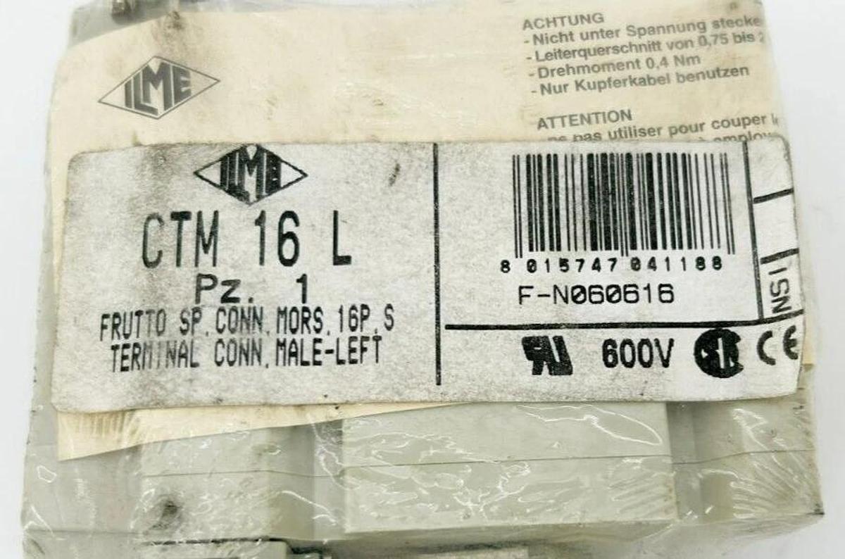 New ILME CTM-16L CT Series Insert, Male, Size 77.27, 16 Pin, 16A, Screw Left