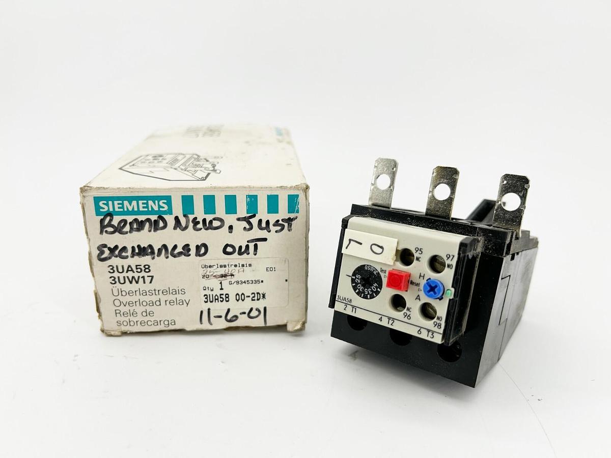 Used Siemens 3UA58 00-2E Solid State Overload Bimetal Relay 40A 600V