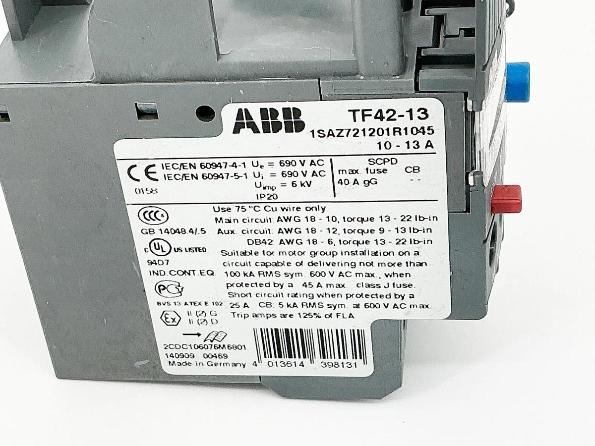 Used ABB TF42-13 Thermal Overload Relay 3P 690V 13A