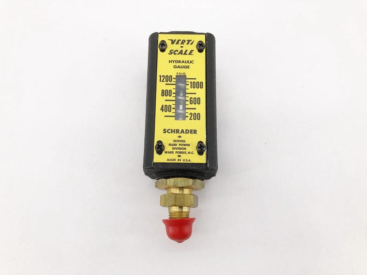 New Schrader Verti-Scale Hydraulic Gauge Range 200-1200 PSIG