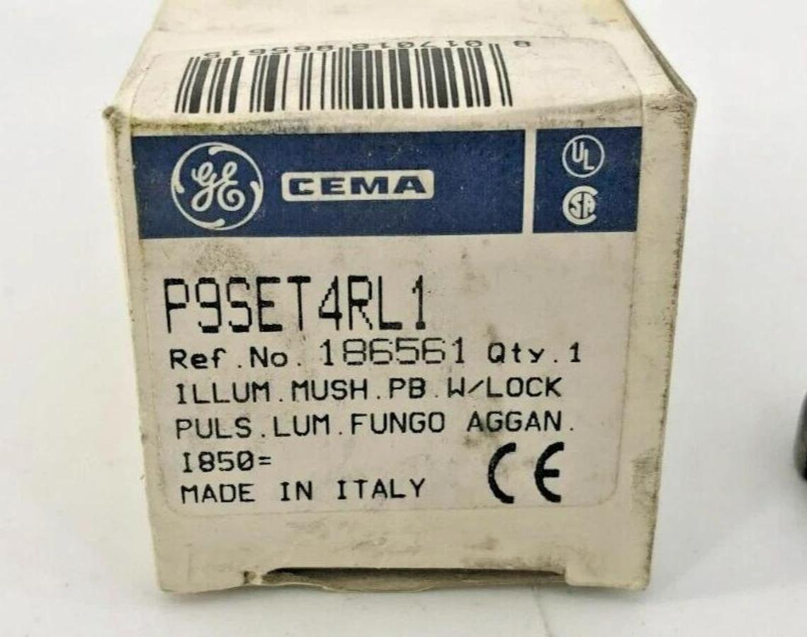 New GE General Electric P9SET4RL1 Mushroom Pushbutton