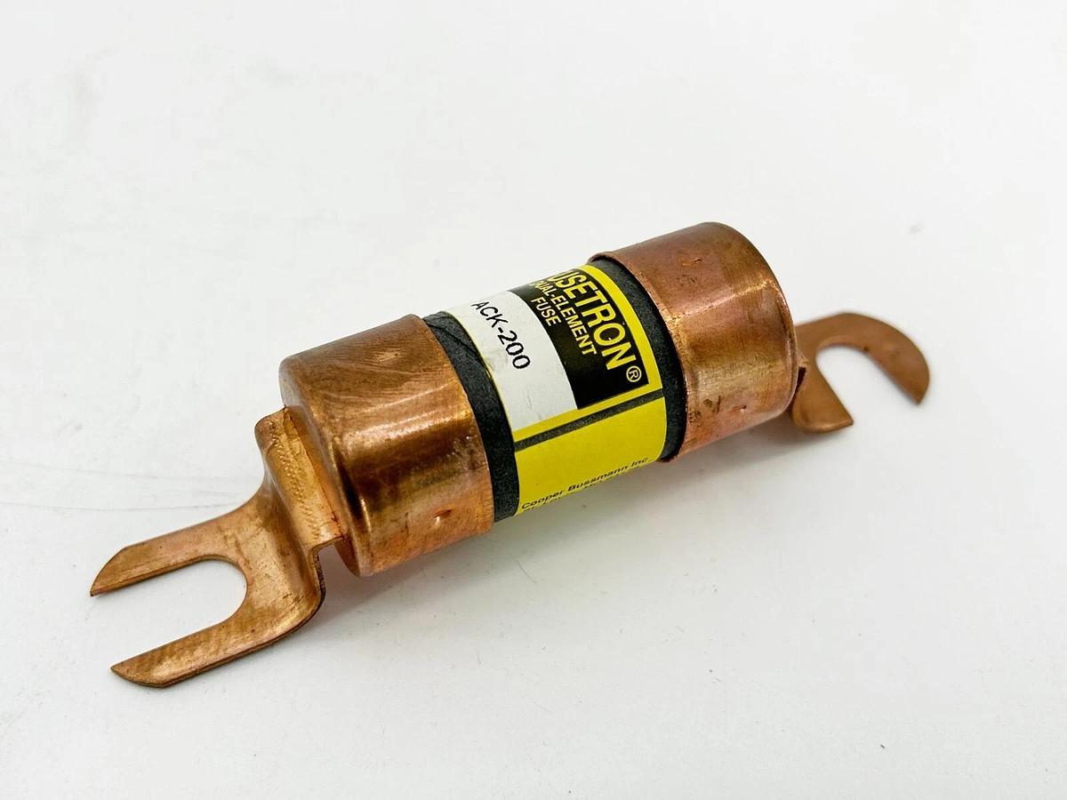 New Lot of 2 Bussmann Fusetron ACK-200 Dual Element Fuse 200A 75VDC
