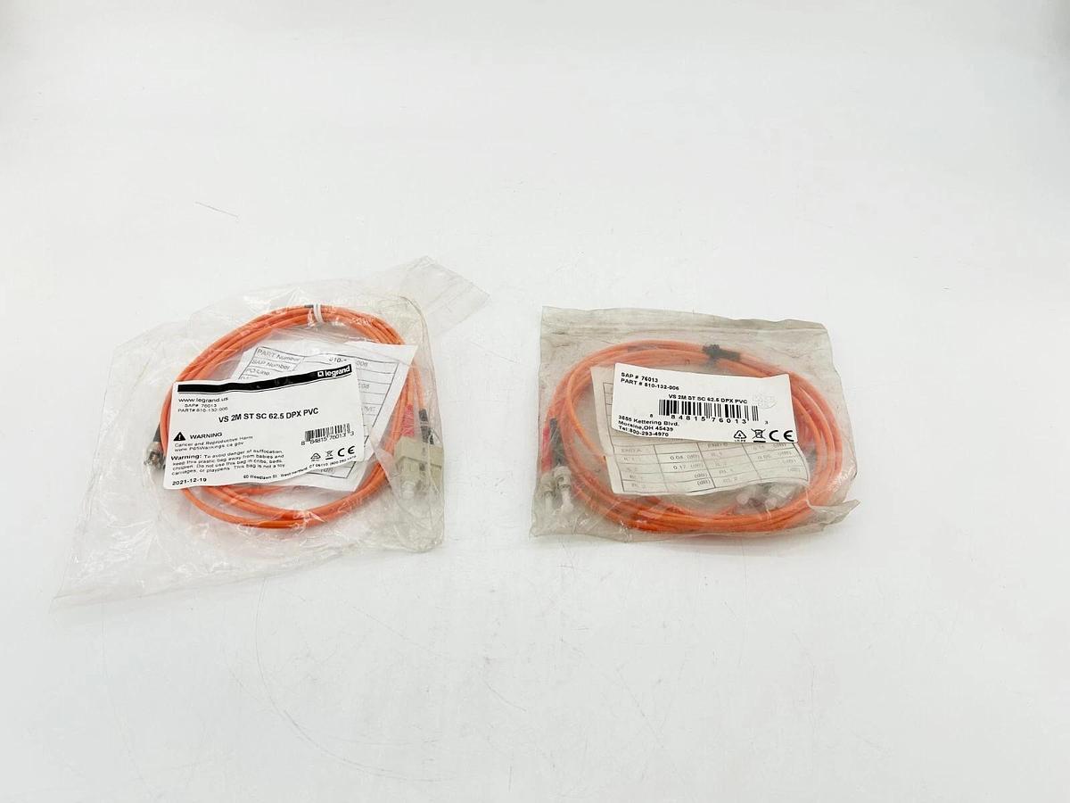 New Lot of 2 Legrand VS 2M ST SC 62.5 DPX PVC Fiber Optic Patch Cable 76013