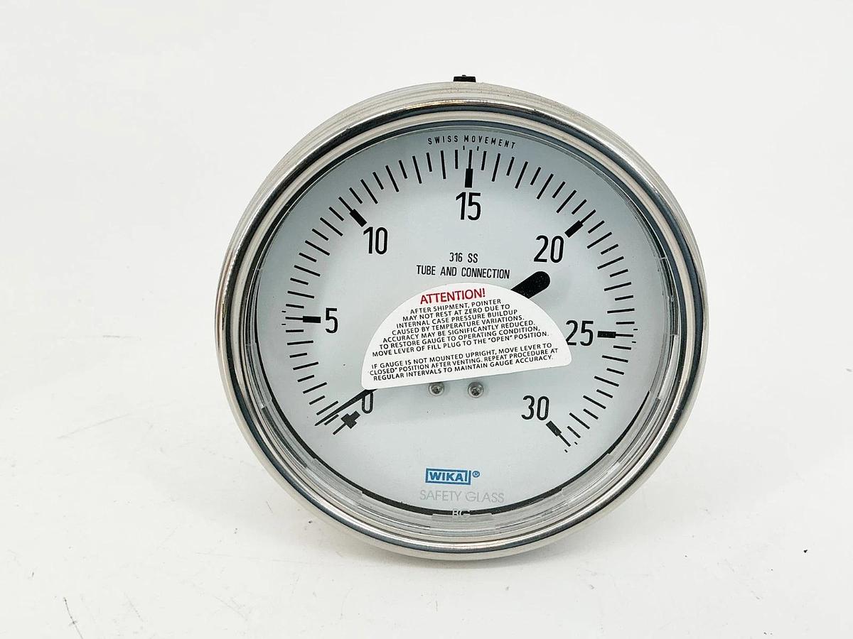 New Wika Type 232.54 4" 9745866 Pressure Gauge 4" Face 30PSI 1/2"NPT