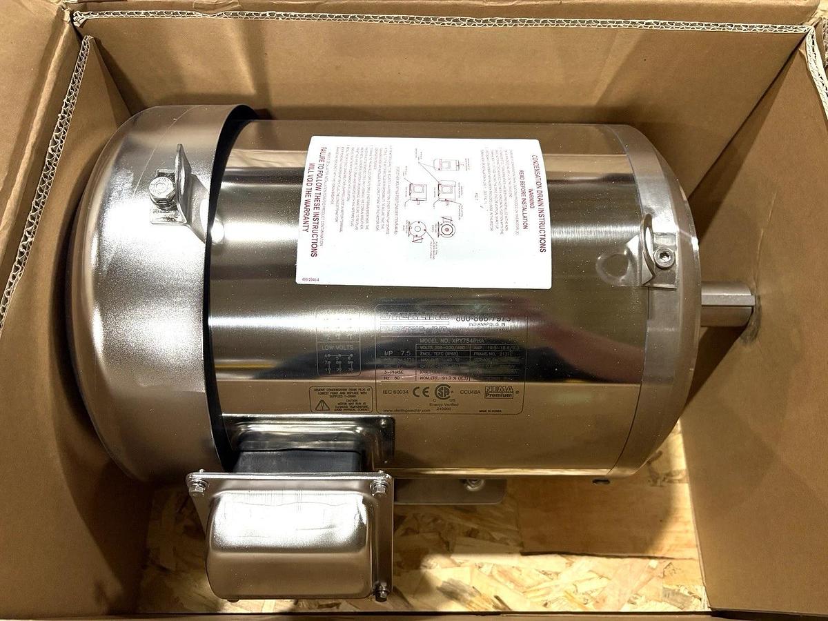 New Sterling Electric XPY754PHA 7.5HP SS TEFC Motor 230/460V 1800RPM 213TC Frame