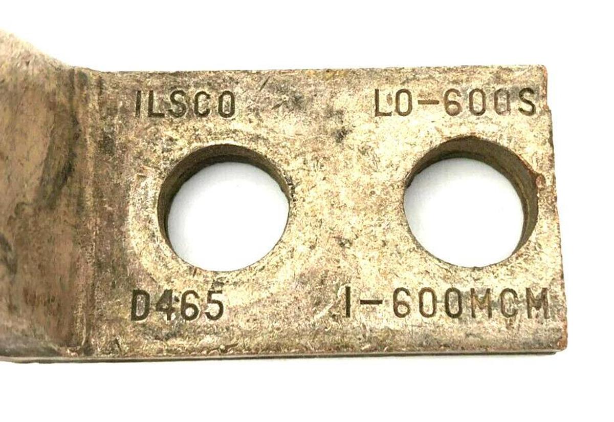 Used Ilsco LO-600S Copper Mechanical Cable Lug, 1-600MCM, 2-Hole, 1/2"