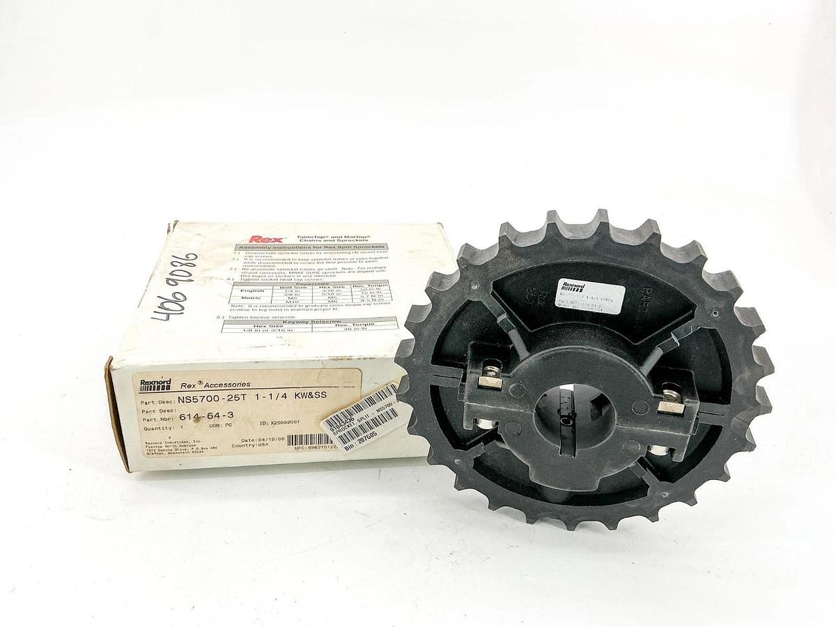 New Rexnord 614-64-3 Split Sprocket 10028542 NS5700-25T_1-1/4IN_1KW1SS_PA