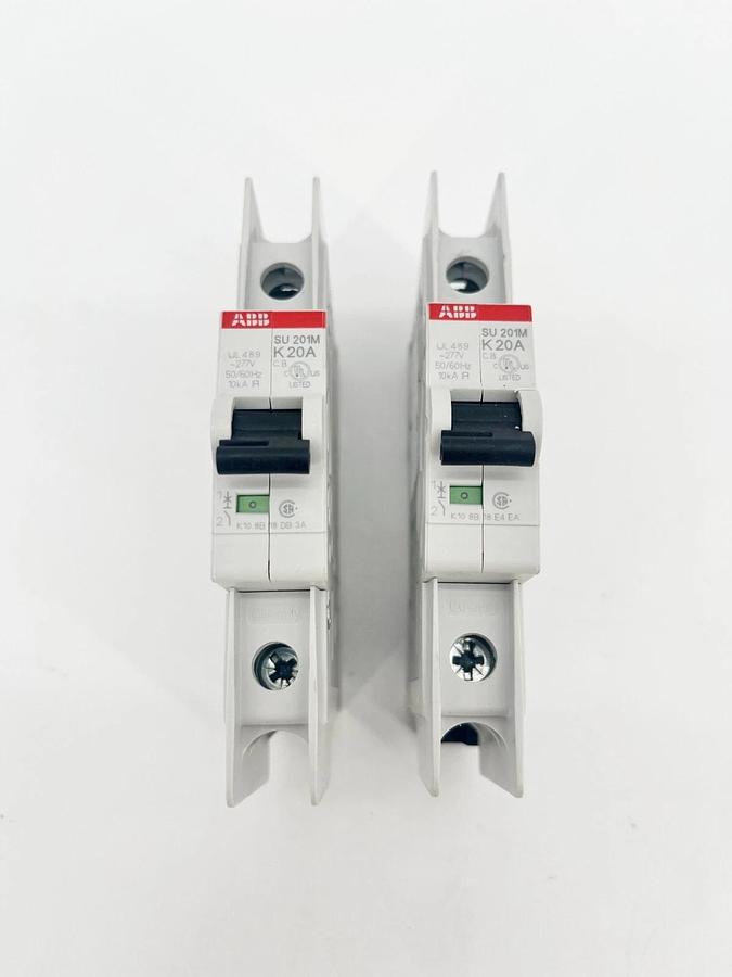 Used Lot of 2 ABB SU201M-K20 Miniature Circuit Breakers 20A 1P 240V 2CDS271337R0487