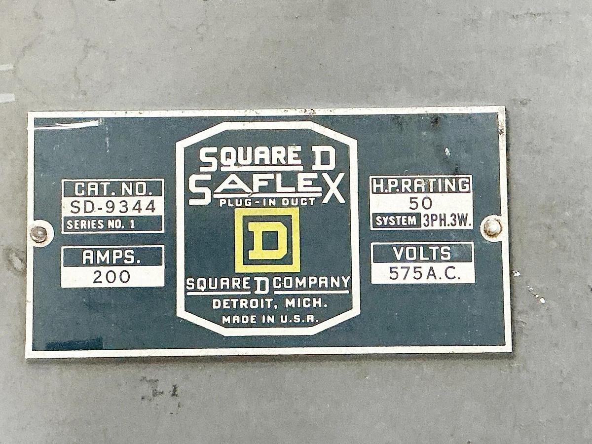 Used Square D SD9344 Fusible Bus Plug 200A 575AC HP 50 3PH 3W