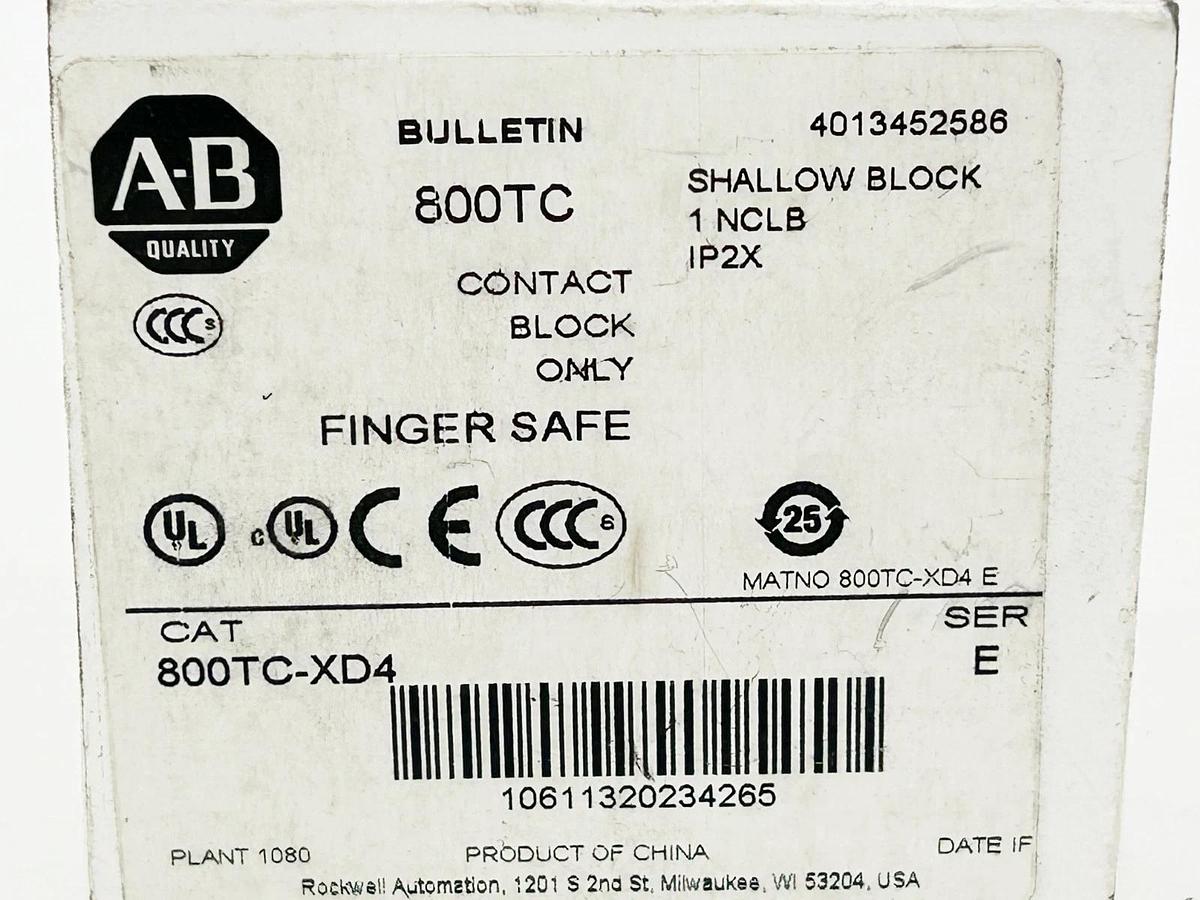New Lot of 2 Allen Bradley 800TC-XD4 Shallow Contact Block 30MM Ser.E