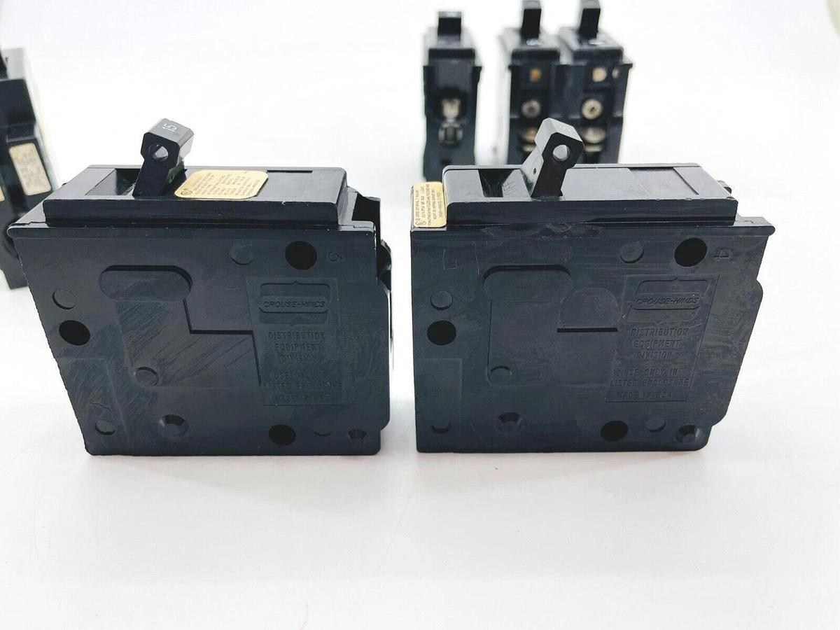 Used Lot of 6 Circuit Breakers Cutler Hammer Crouse Hinds Square D 20A 15A 30A
