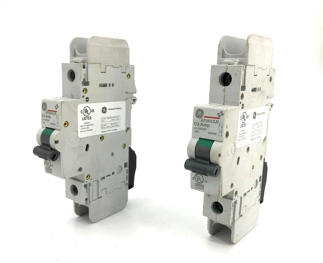 Used Lot of 2 GE General Electric EP101ULHC03 Mini Circuit Breaker 690268