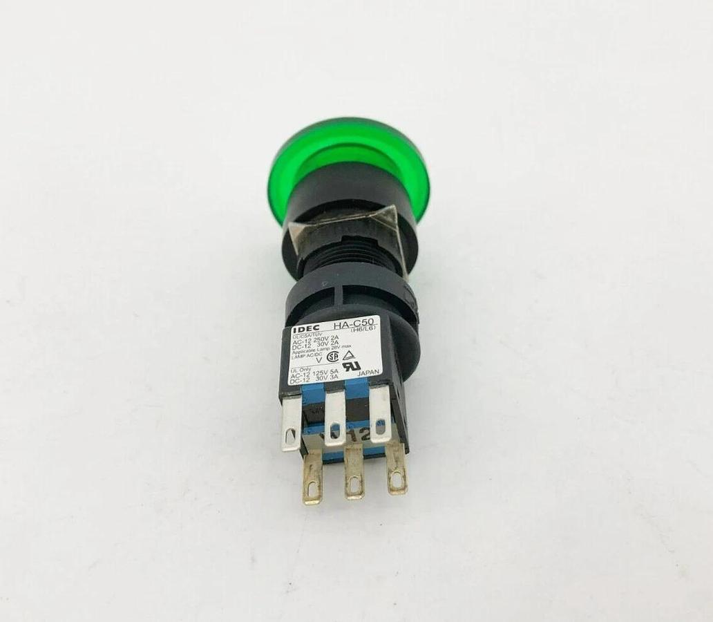 New IDEC HA1L-M3C54-G Green Oversized Illuminated Pushbutton 30mm 1NO 1NC
