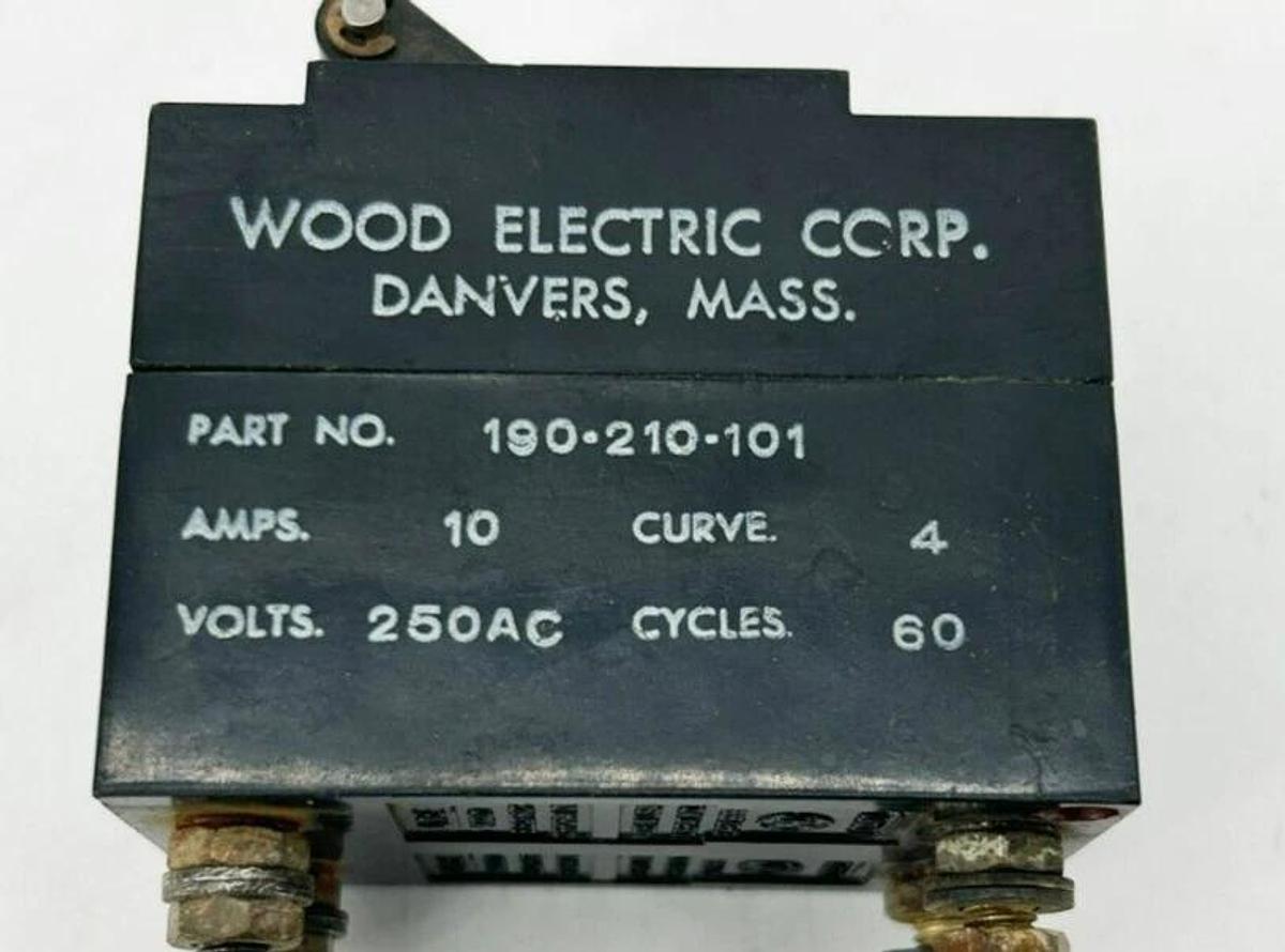 Used Wood Electric 190-210-101 Circuit Breaker 10A 250VAC