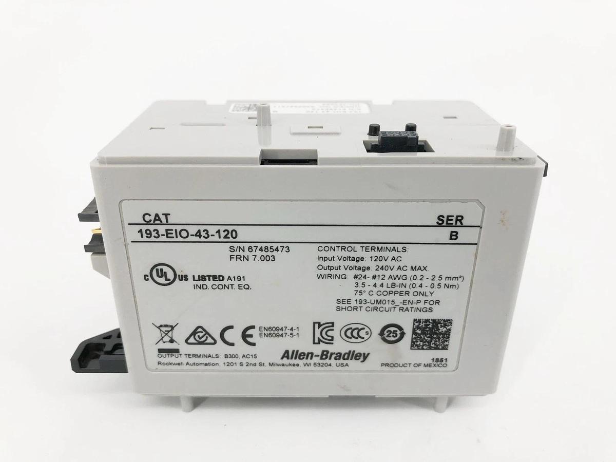 New Allen Bradley 193-EIO-43-120 Ser. B Overload Relay 120VAC - No Box