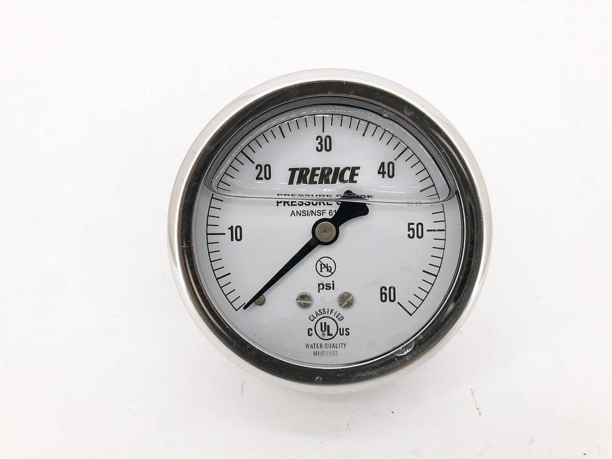 New Trerice D82LFB2502BA60 Pressure Gauge D82LFB 2-1/2" 0-60psi 1/4" NPT CBM