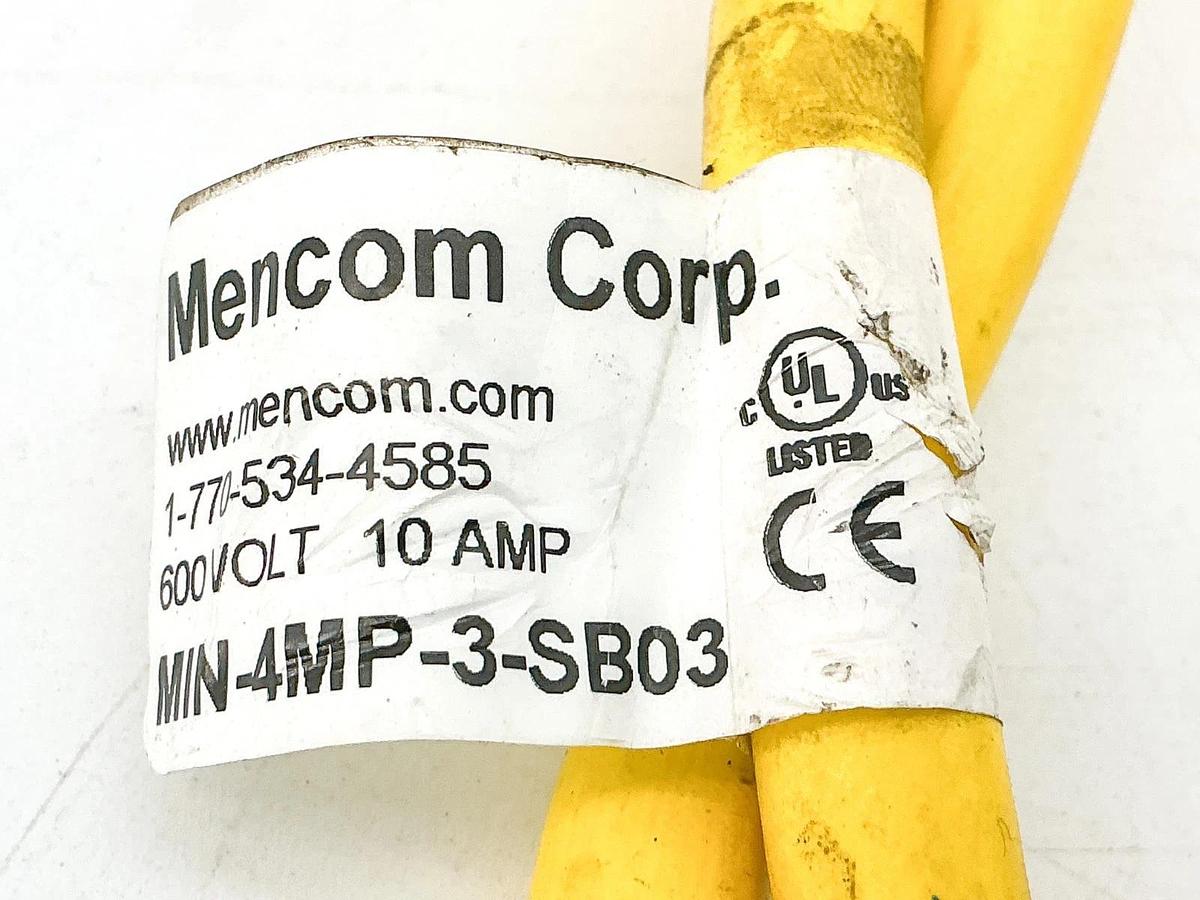 Used Mencom Co. MIN-4MP-3-SB03 Cordset 600V 10A 4 Wire - No Box
